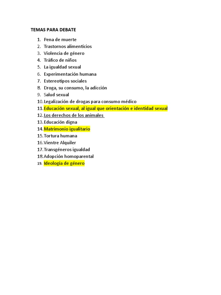 Temas para Debate | PDF