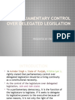 Parliamentary Control Over Delegated Legislation
