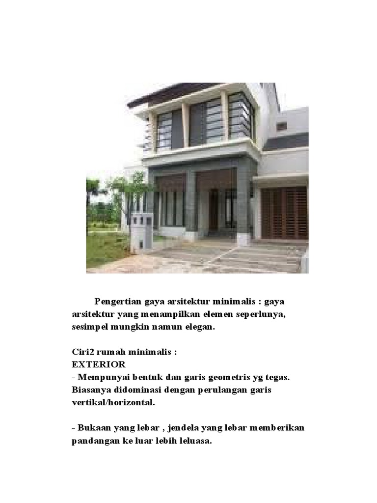 Pengertian Gaya Arsitektur Minimalis 21 | PDF