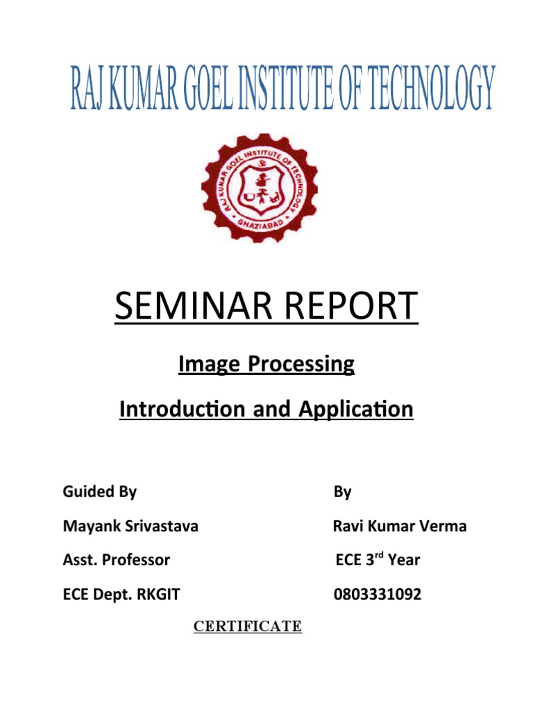 Digital Image Processing Seminar Report | PDF | Charge Coupled Device ...