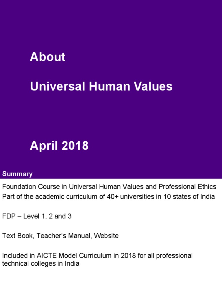 Universal Human Values in Education | PDF | University | Curriculum
