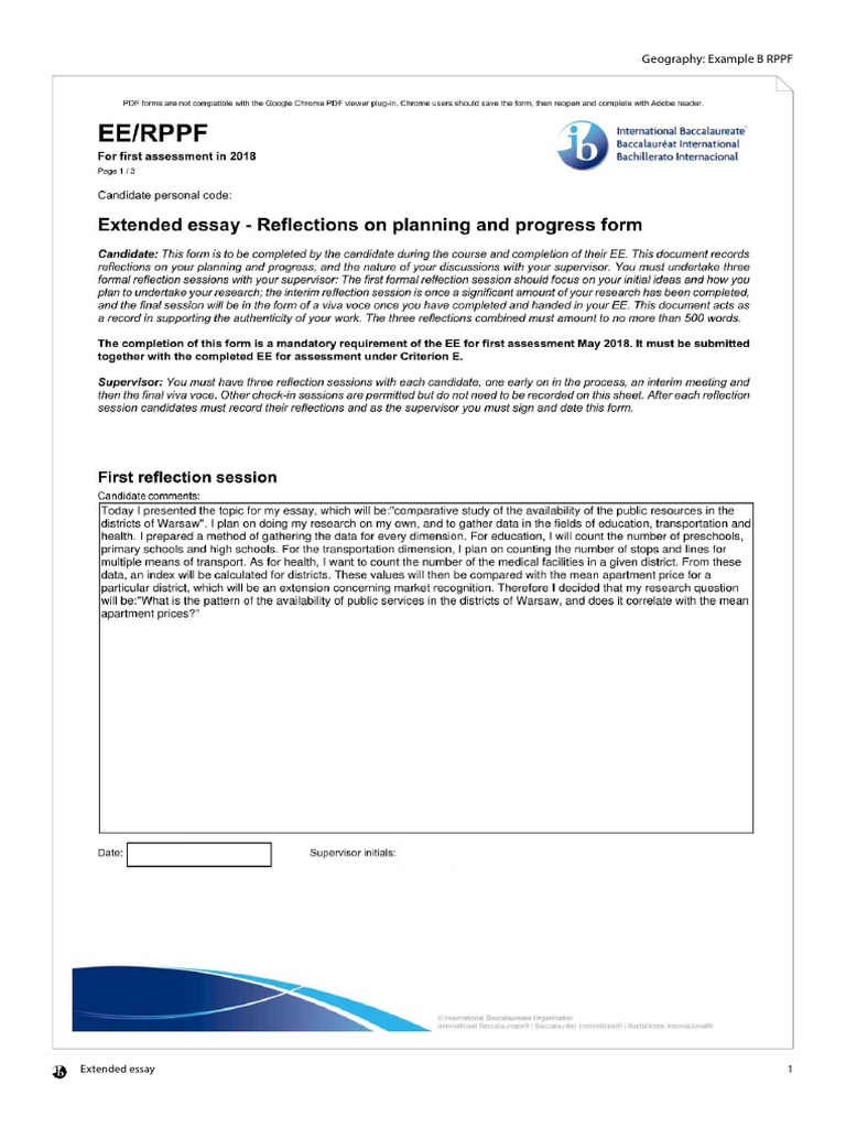 Geography: Example B RPPF: Extended Essay 1 | PDF