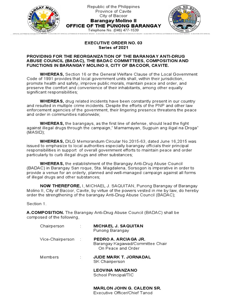 Eo 3 S 2021 of Badac 2021 PDF Government Justice