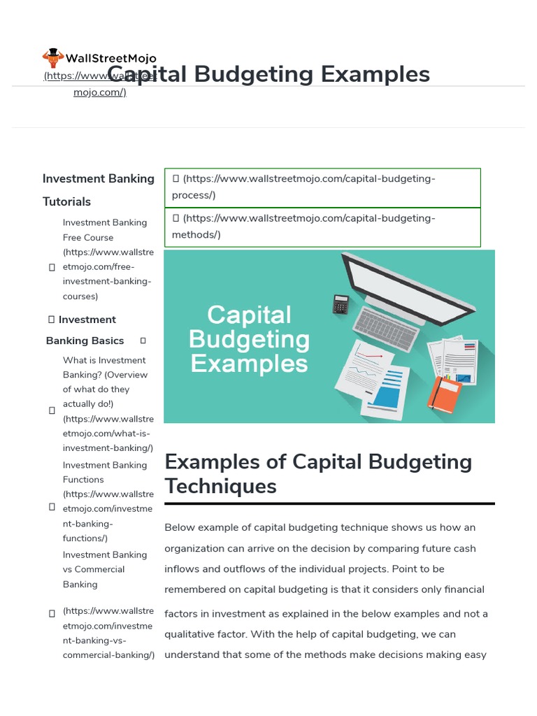 Capital Budgeting Examples | PDF
