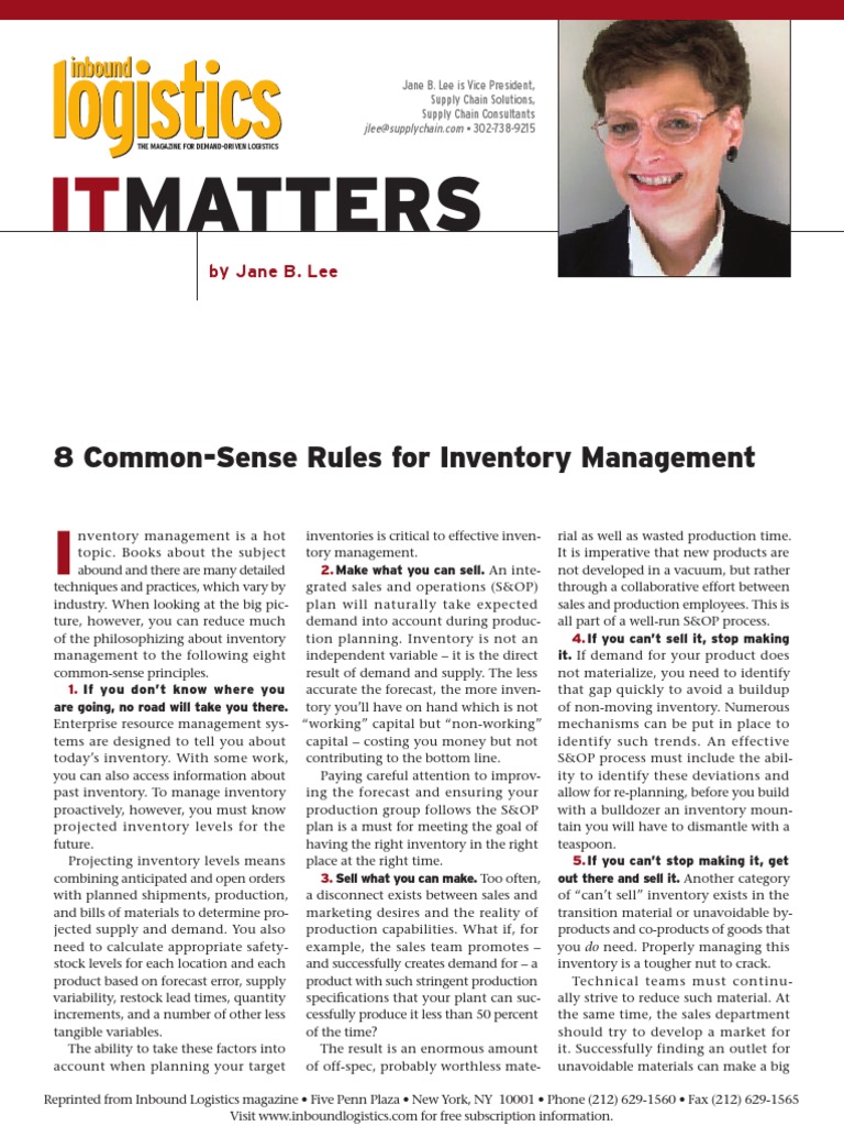 8 Common-Sense Rules For Inventory Management | PDF | Inventory | Logistics