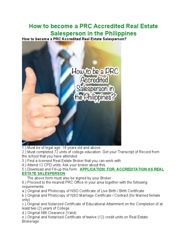 How To A PRC Accredited Real Estate Salesperson in The