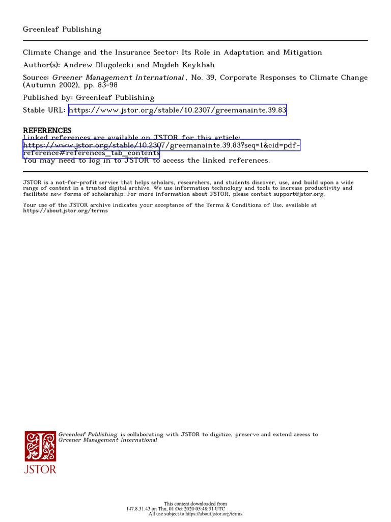 Climate Change and Insurance, Adaptation and Mitigation | PDF ...