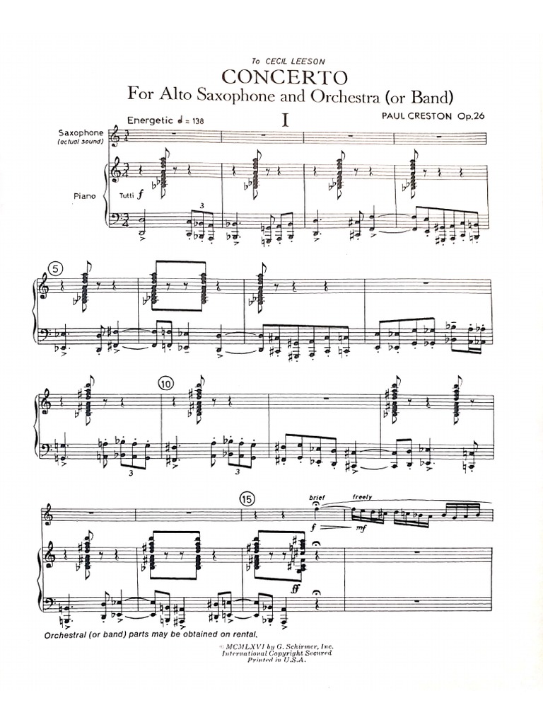 【中古】 Piano Concerto P. Creston Concerto For Saxophone and Piano Op.26 | PDF