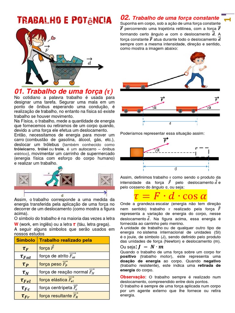 07 - Trabalho e Potência | PDF | Potência (Física) | Força