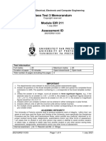 Class Test 3 Memorandum Module EIR 211 Assessment ID: Department of Electrical, Electronic and Computer Engineering