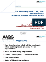 Regulatory, Statutory and ITAR/EAR Requirements What An Auditor Needs To Know