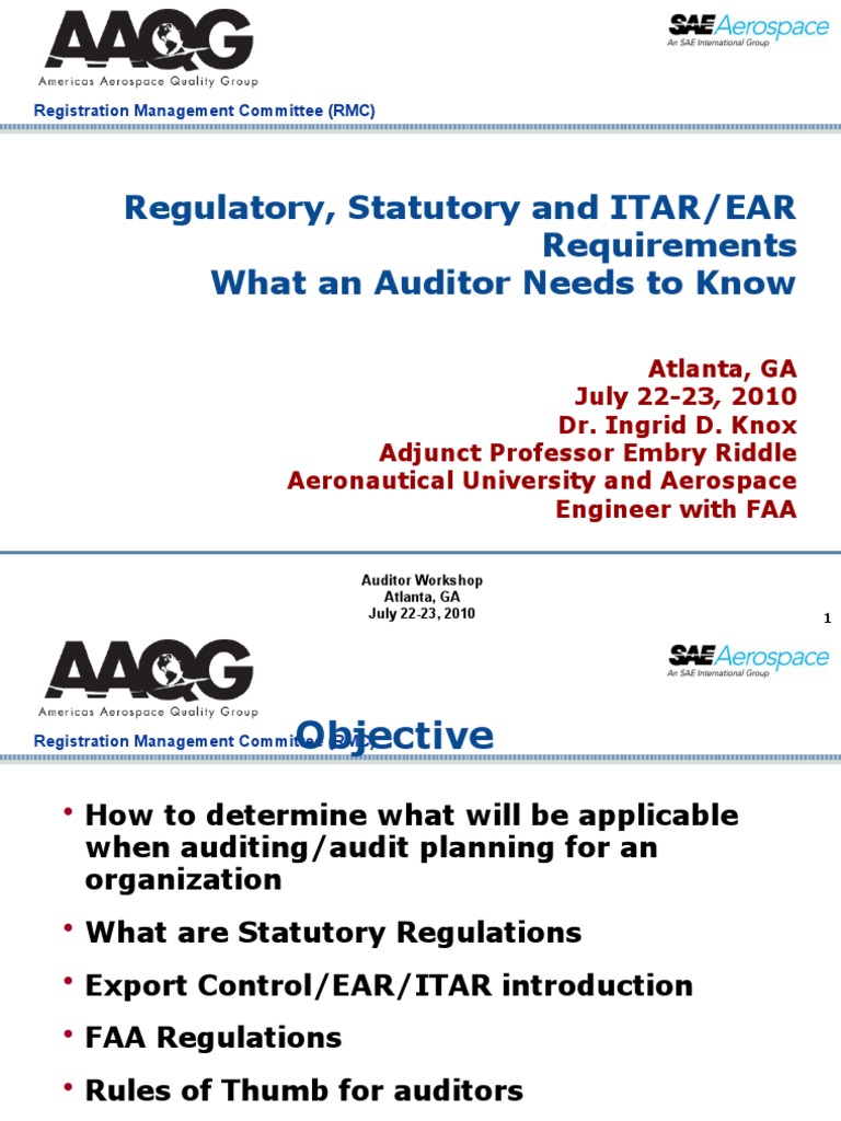 ITAR/EAR Regulatory Compliance Guide | PDF | Clean Water Act | Audit