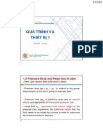 Quá Trình Và Thiết Bị 1: 1.9 Pressure Drop and Head loss in pipe