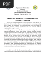 Narrative Report On Learning Learner Centered Classroom