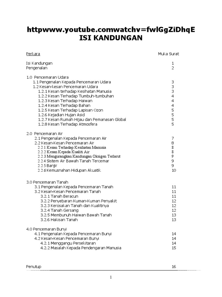 Kesan Pencemaran Alam Sekitar Pdf