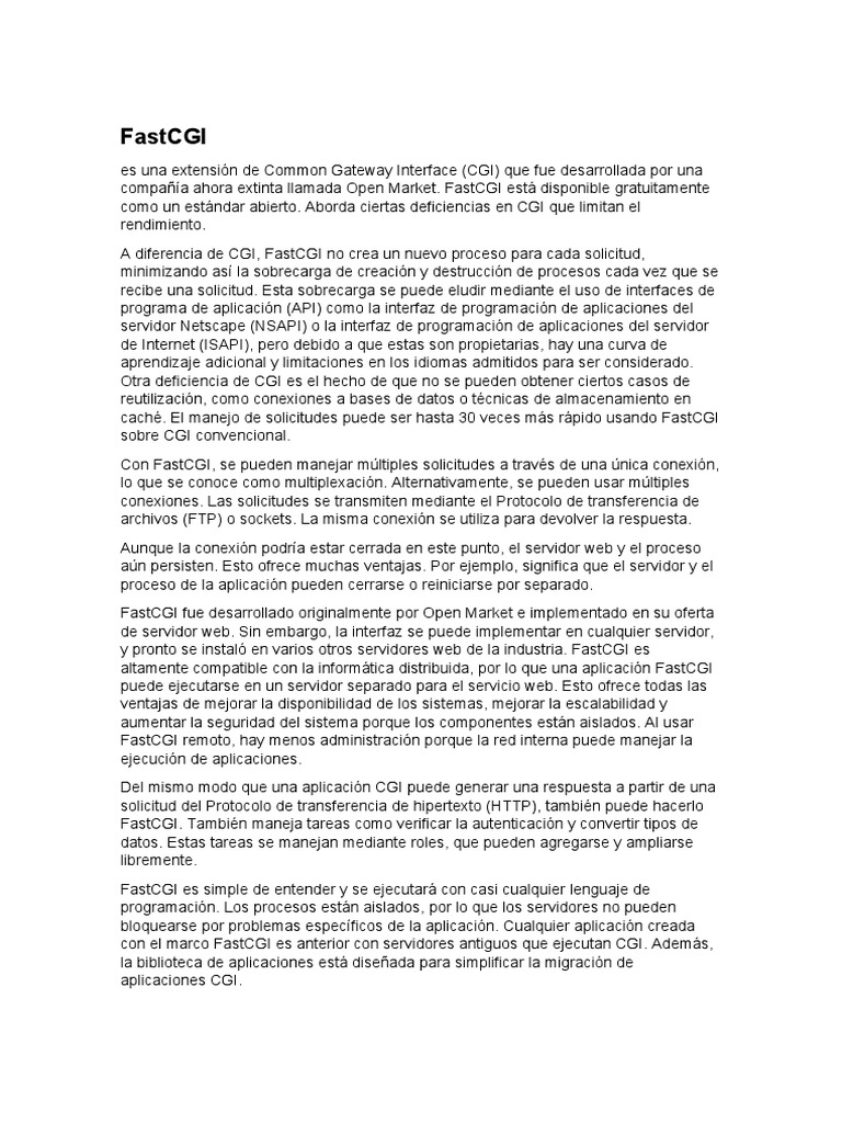 FastCGI: Mejora del Rendimiento CGI | PDF | Arquitectura de ...