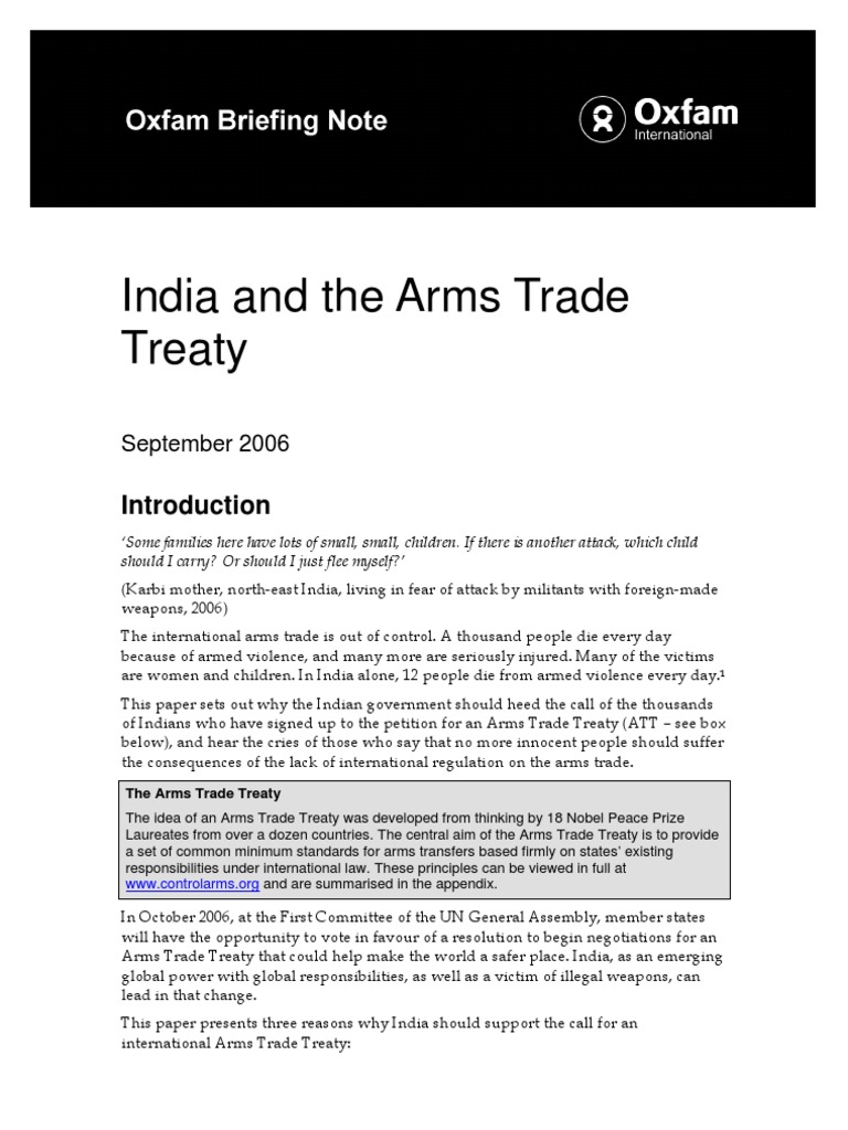 India and The Arms Trade Treaty | PDF | Arms Control | Arms Industry