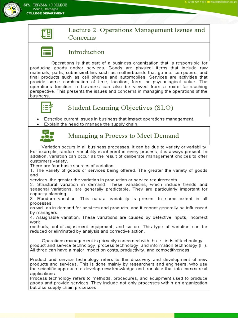 Operations Management Issues Articles