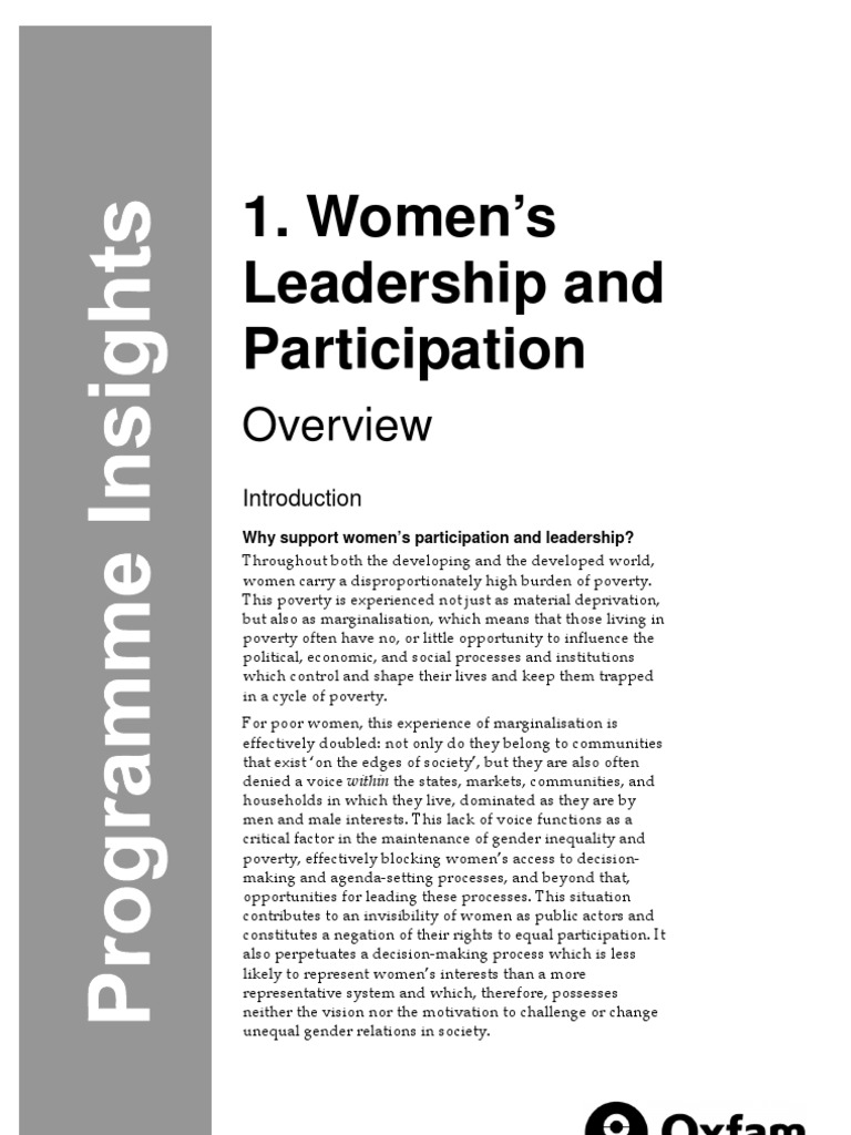 Women's Leadership and Participation Overview PDF Leadership