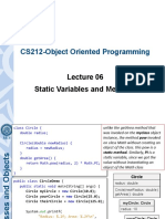 CS212-Object Oriented Programming: Static Variables and Methods