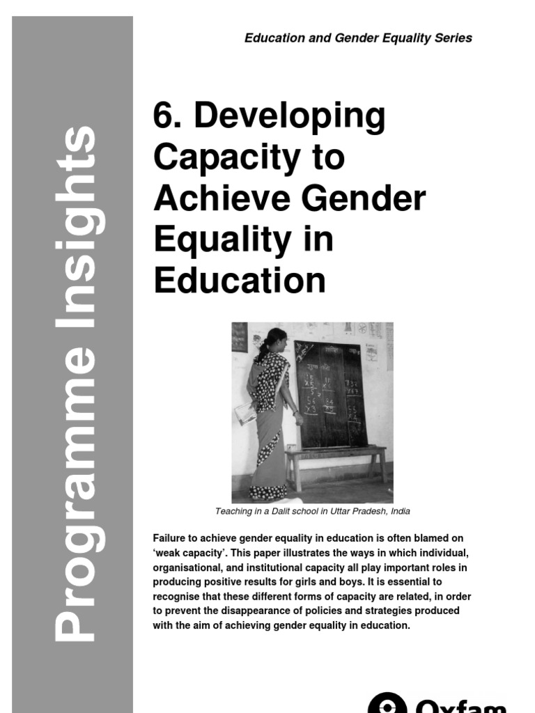 Developing Capacity To Achieve Gender Equality in Education | PDF ...