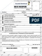 Formulario de Inscripción A La Escuela Dominical..
