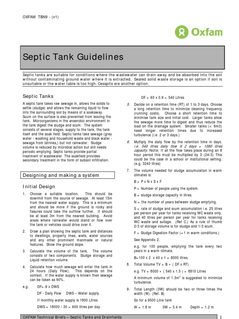 Septic Tank Guidelines Sewage Treatment Septic Tank