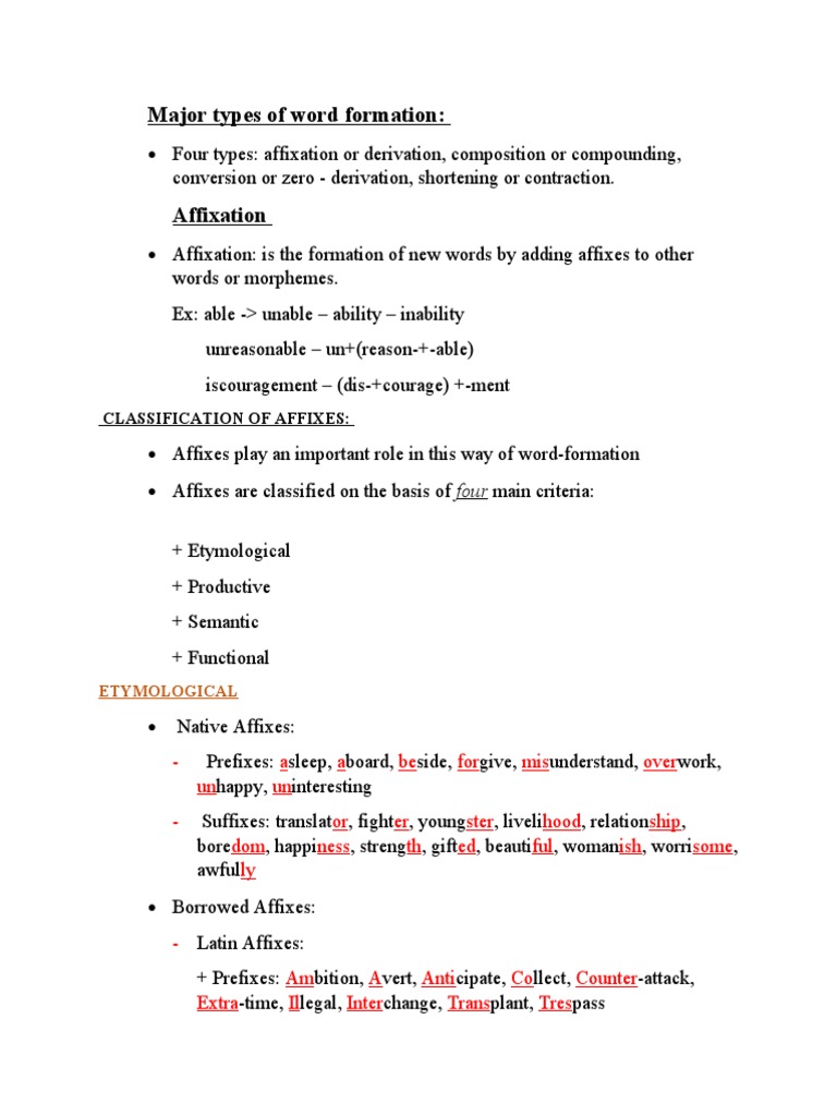 Types of Word Formation Explained | PDF | Word | Linguistics