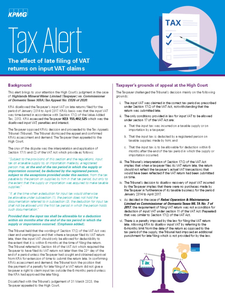 KPMG Tax Alert1 PDF Value Added Tax Taxes