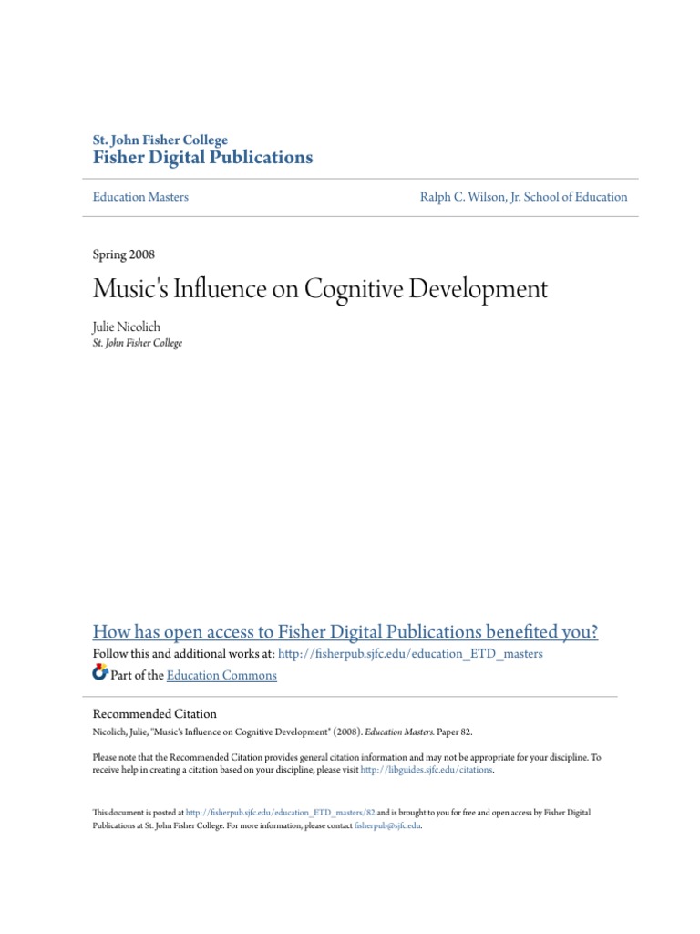 Musics Influence On Cognitive Development | PDF | Teachers | Cognition