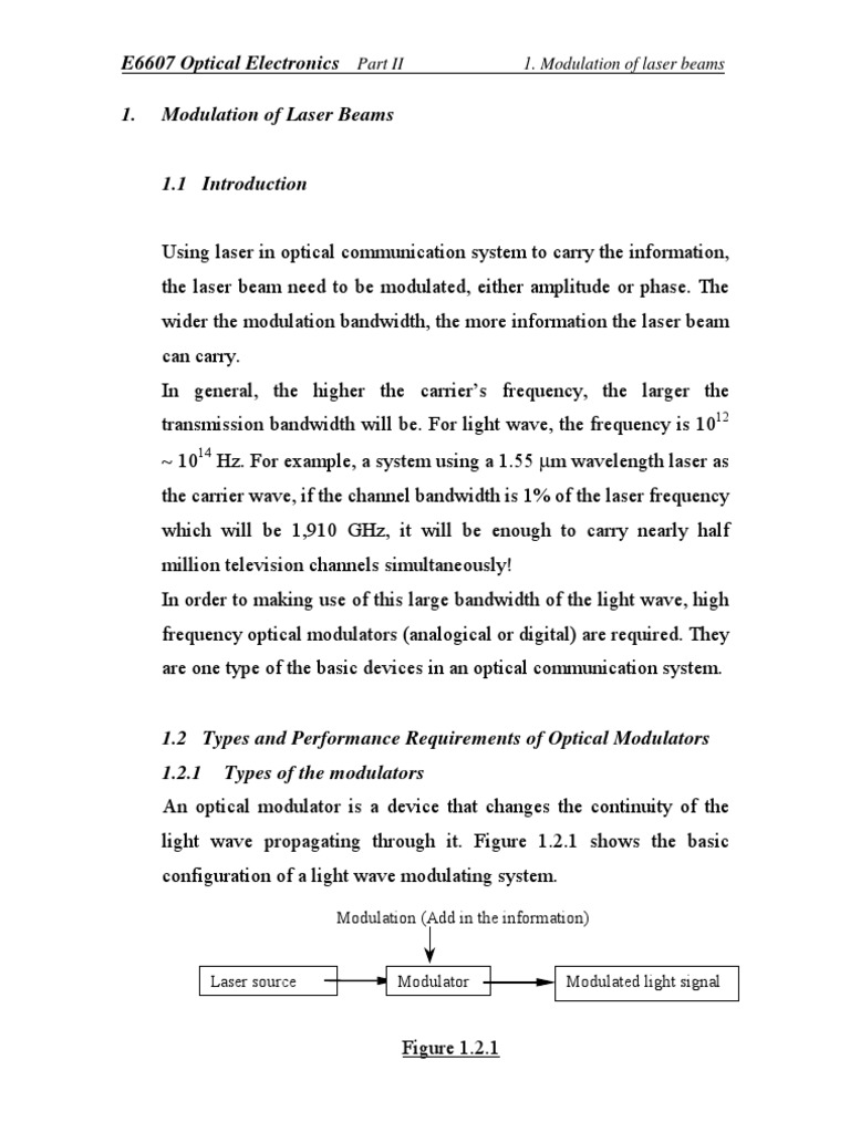 E6607 Optical Electronics 1. Modulation of Laser Beams PDF
