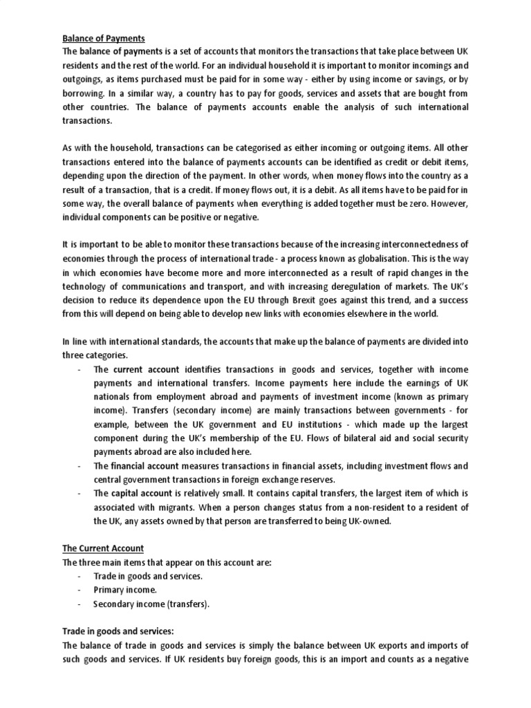Understanding the UK's Balance of Payments | PDF | Balance Of Payments ...
