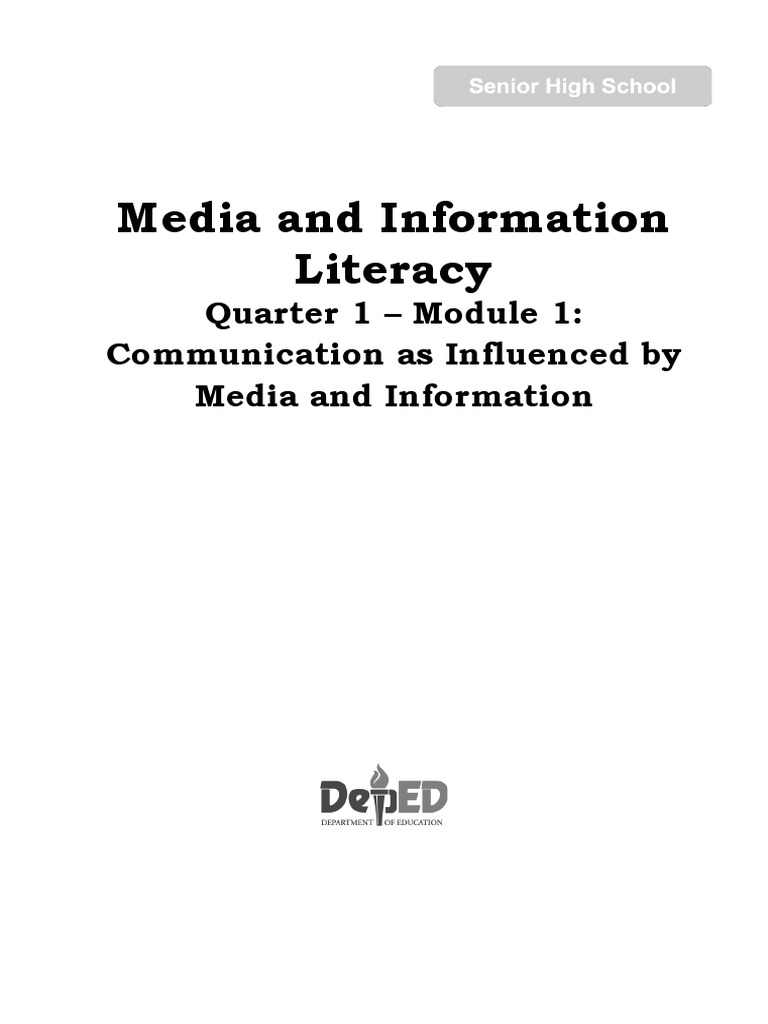 Media and Information Literacy Module Week 1 PDF Communication