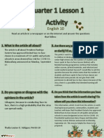 Hakikat Geografi: Quarter 1 Lesson 1 Activity