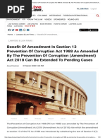 Benefit of Amendment in Section 13 Prevention of Corruption Act 1988 As Amended by The Prevention of Corruption (Amendment) Act 2018 Can Be Extended To Pending Cases