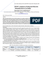 PESTEL and SWOT Analysis of Selected Electric Car Manufacturers in India