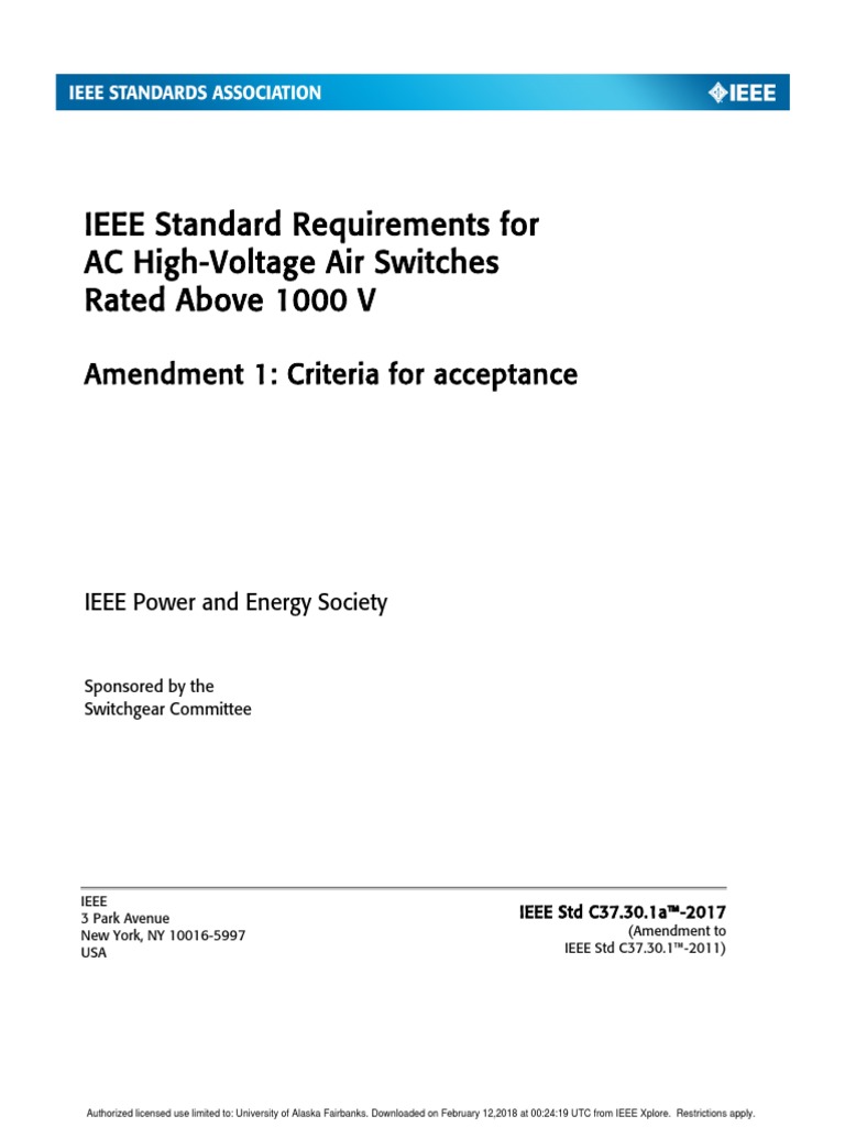 Ieee Standard Requirements For Ac Highvoltage Air Switches Rated | PDF ...