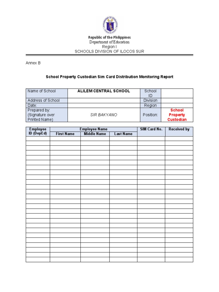 Property Custodian Report PDF