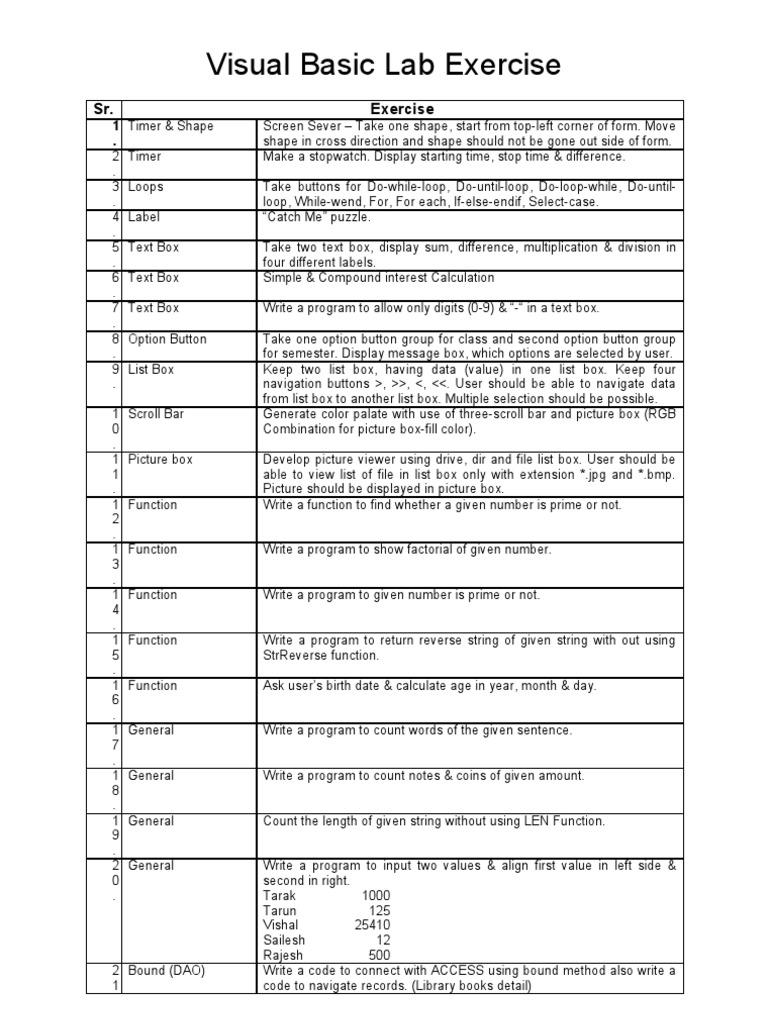 Visual Basic Lab Exercise PDF String Science) Computing