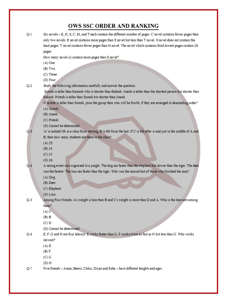 Ows SSC Order and Ranking | PDF