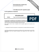 9700 BIOLOGY: MARK SCHEME For The May/June 2011 Question Paper For The Guidance of Teachers