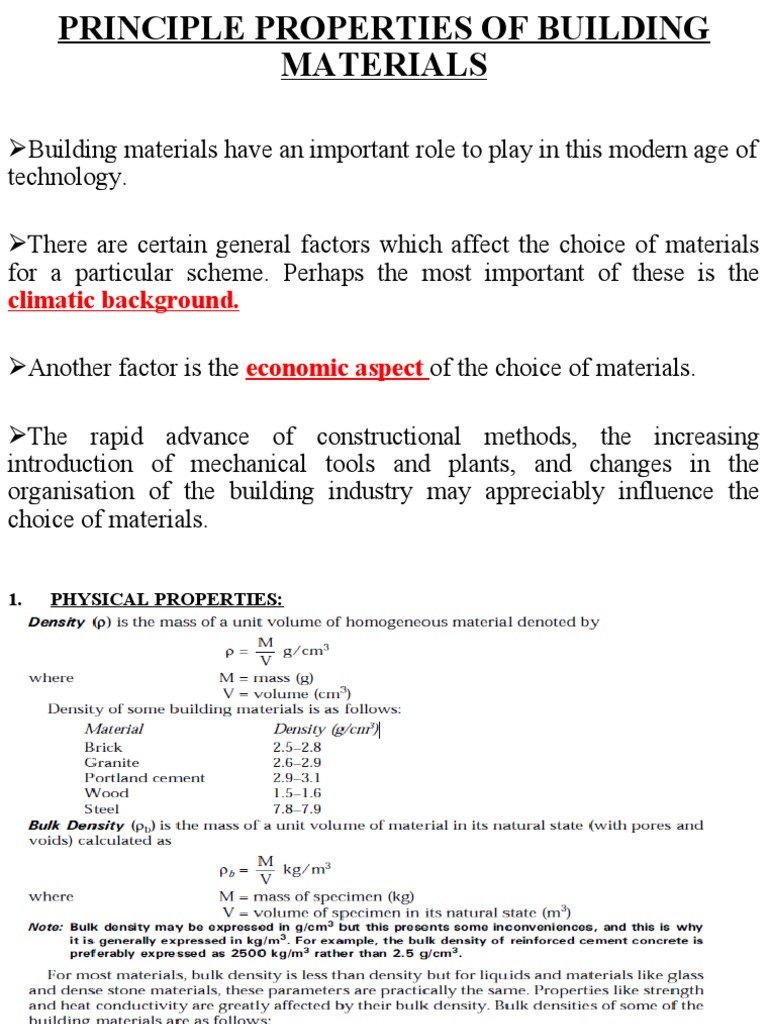Key Properties of Building Materials | PDF | Foundation (Engineering ...
