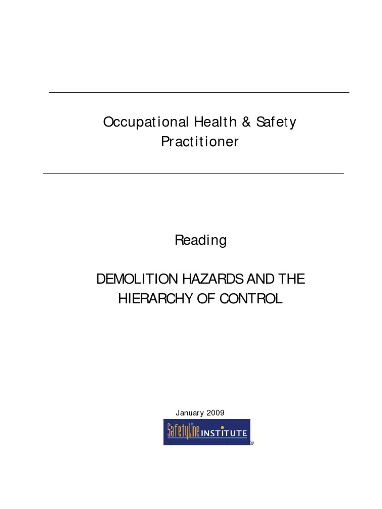 Demolition Hazards and Heirarchy of Control | PDF | Demolition ...
