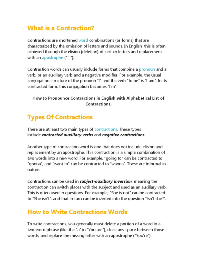 What Is A Contraction Pdf Human Communication Linguistic Morphology