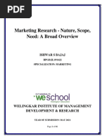 Marketing Research - Nature, Scope, Need: A Broad Overview: Welingkar Institute of Management Development & Research