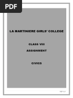 La Martiniere Girls' College: Class Viii Assignment