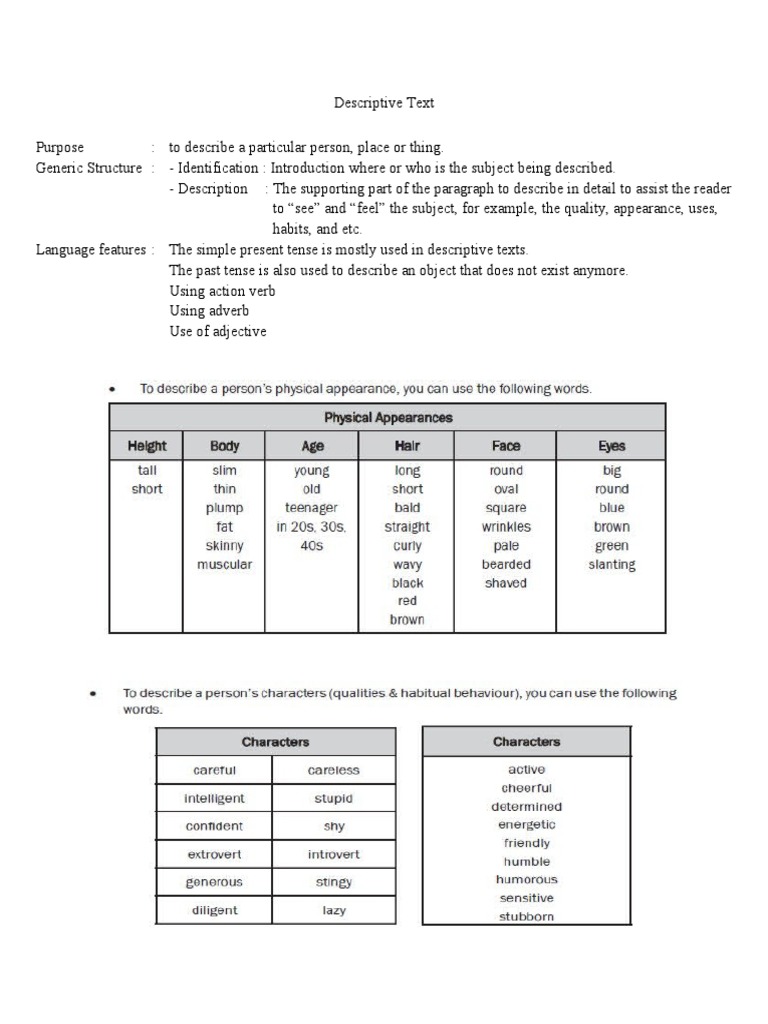 Soal Latihan Descriptive Text | PDF