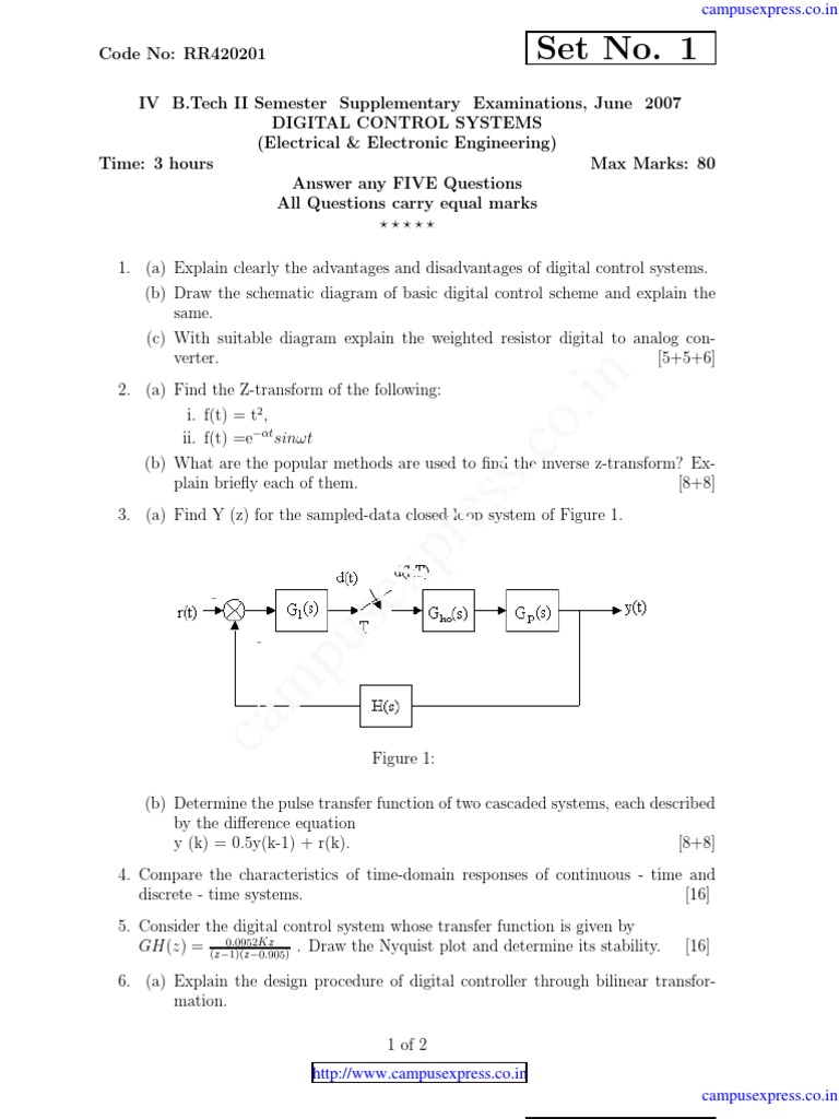 Digital Control Systems Exam Questions | PDF | Control Theory | Control ...