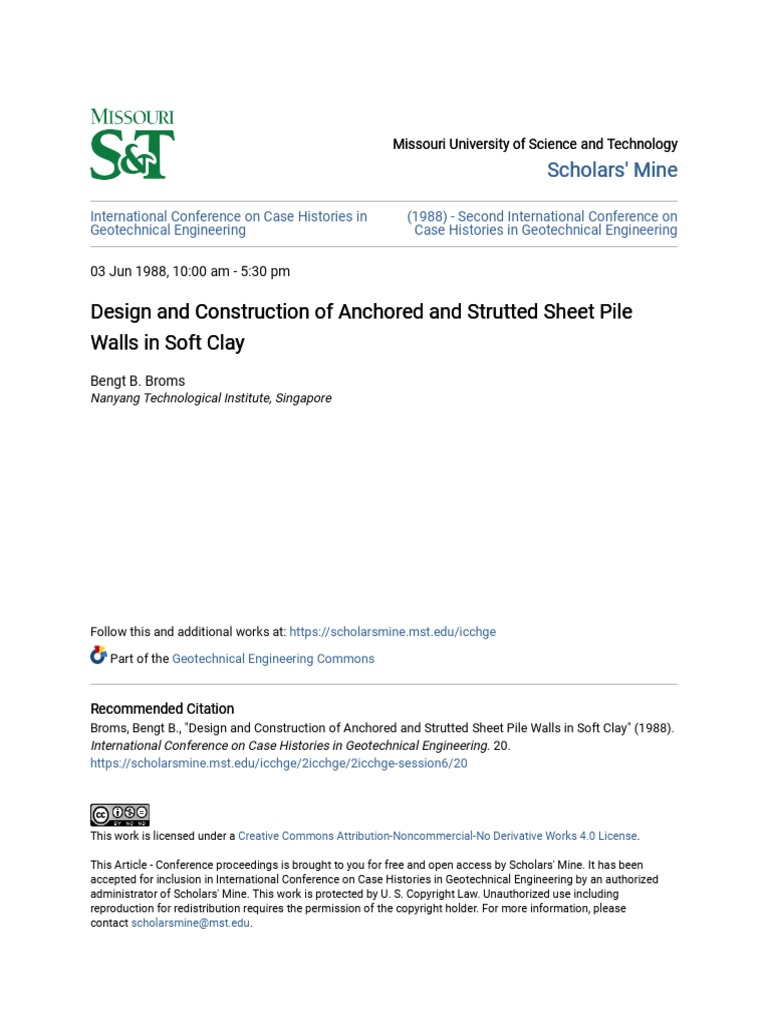 Design and Construction of Anchored and Strutted Sheet Pile Walls | PDF ...