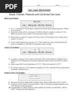 Gas Laws Worksheet 2 Boyles Charles and Combined - Compress